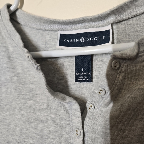 Karen Scott Gray Long Sleeve Tee - Picture 2 of 3